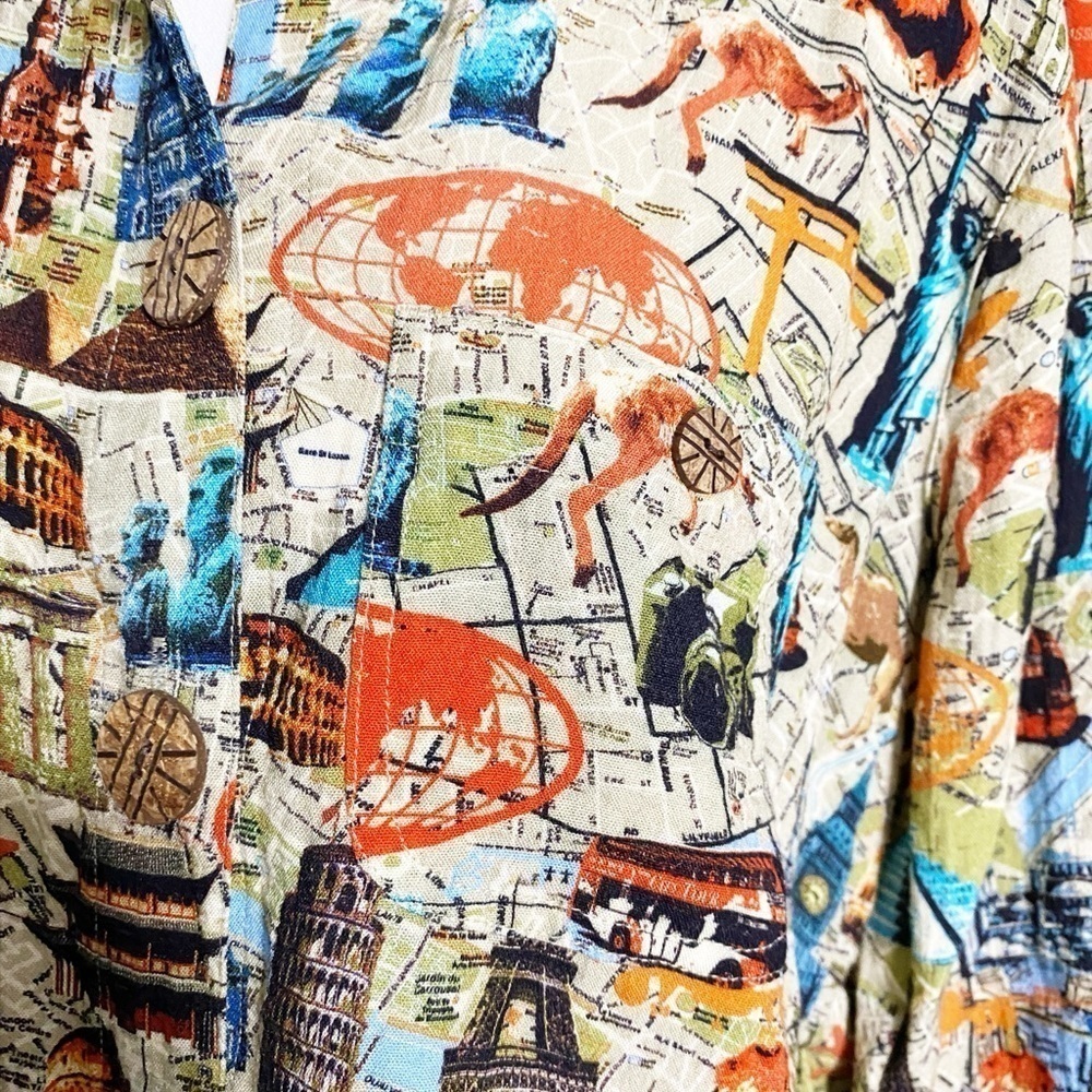 John Mark Top Womens World Traveler Tunic Multicolor Novelty Wire Collar - Picture 6 of 13